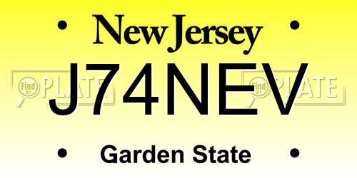 J74NEV New Jersey License Plate