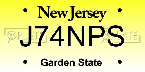 J74NPS New Jersey License Plate