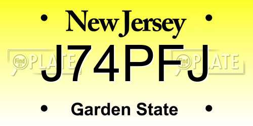 J74PFJ New Jersey License Plate