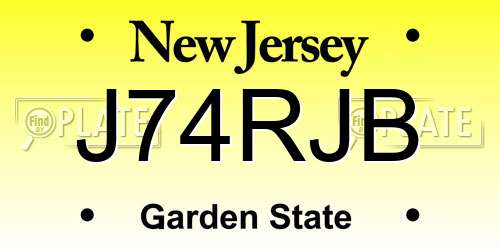 J74RJB New Jersey License Plate