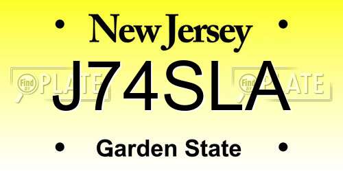 J74SLA New Jersey License Plate