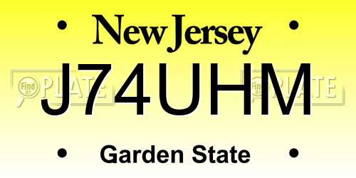 J74UHM New Jersey License Plate
