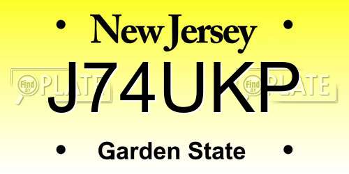 J74UKP New Jersey License Plate