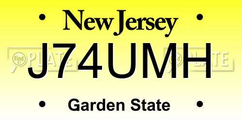 J74UMH New Jersey License Plate