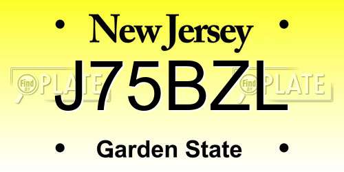 J75BZL New Jersey License Plate