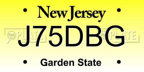 J75DBG New Jersey License Plate