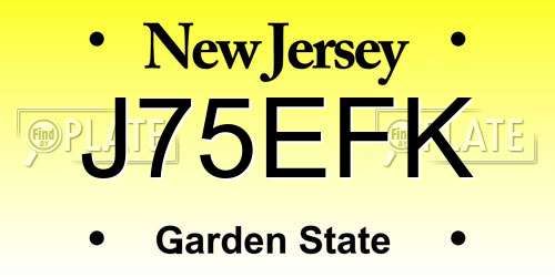 J75EFK New Jersey License Plate