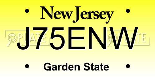 J75ENW New Jersey License Plate