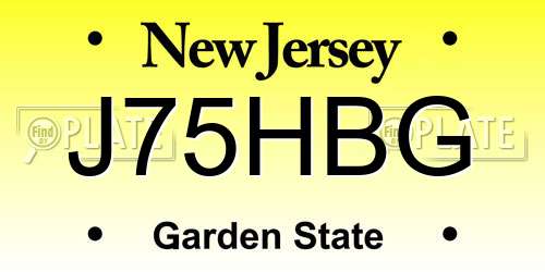 J75HBG New Jersey License Plate