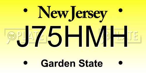 J75HMH New Jersey License Plate