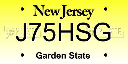 J75HSG New Jersey License Plate