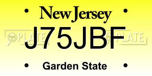 J75JBF New Jersey License Plate