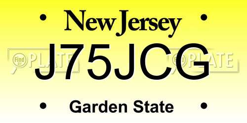 J75JCG New Jersey License Plate