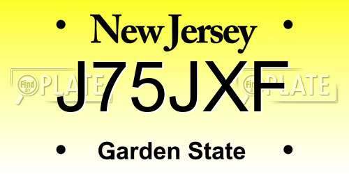 J75JXF New Jersey License Plate