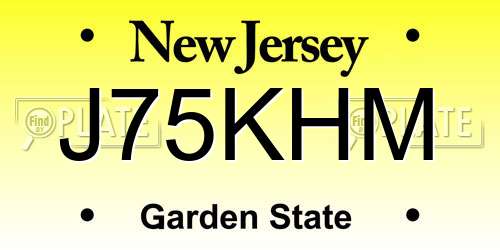 J75KHM New Jersey License Plate