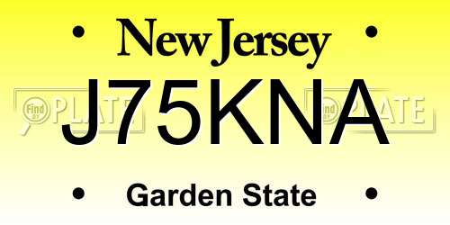 J75KNA New Jersey License Plate