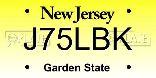 J75LBK New Jersey License Plate