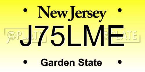 J75LME New Jersey License Plate