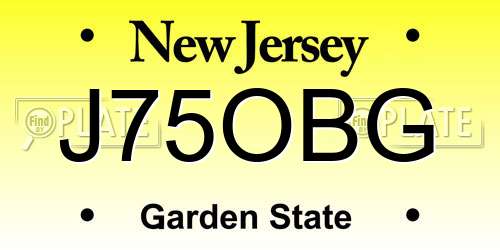 J75OBG New Jersey License Plate