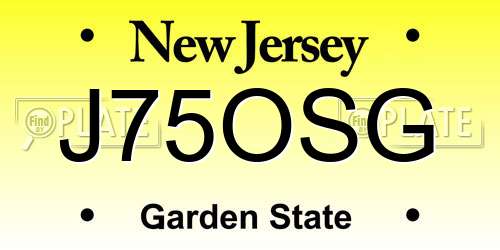 J75OSG New Jersey License Plate