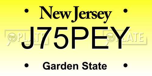 J75PEY New Jersey License Plate