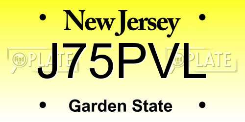 J75PVL New Jersey License Plate