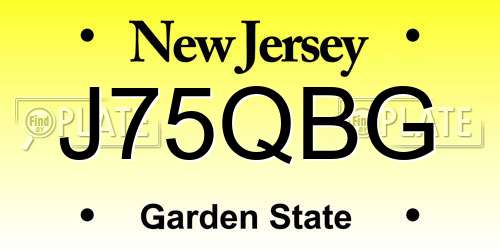 J75QBG New Jersey License Plate