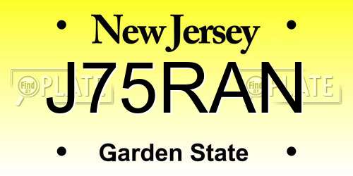 J75RAN New Jersey License Plate