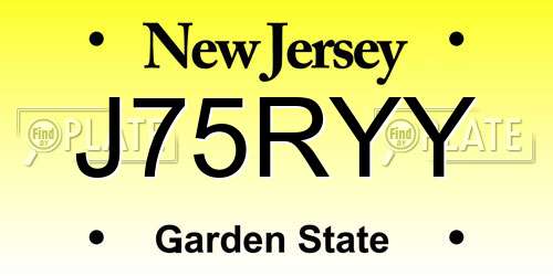 J75RYY New Jersey License Plate