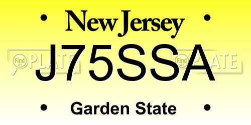 J75SSA New Jersey License Plate