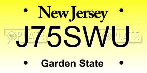 J75SWU New Jersey License Plate