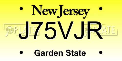 J75VJR New Jersey License Plate