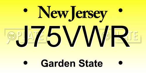 J75VWR New Jersey License Plate