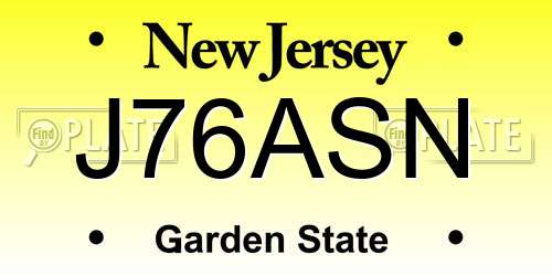J76ASN New Jersey License Plate