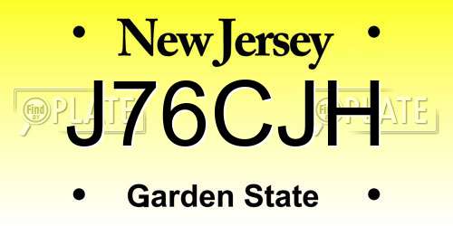 J76CJH New Jersey License Plate