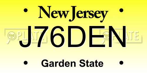 J76DEN New Jersey License Plate