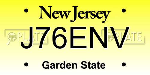 J76ENV New Jersey License Plate