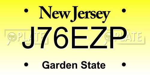 J76EZP New Jersey License Plate