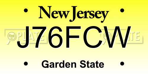 J76FCW New Jersey License Plate