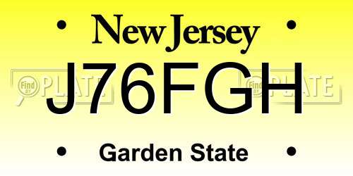 J76FGH New Jersey License Plate