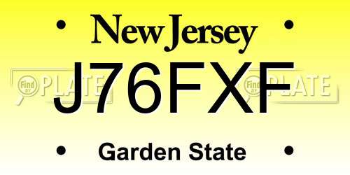 J76FXF New Jersey License Plate