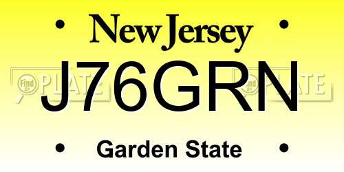 J76GRN New Jersey License Plate