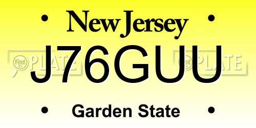 J76GUU New Jersey License Plate