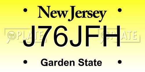J76JFH New Jersey License Plate