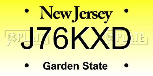 J76KXD New Jersey License Plate