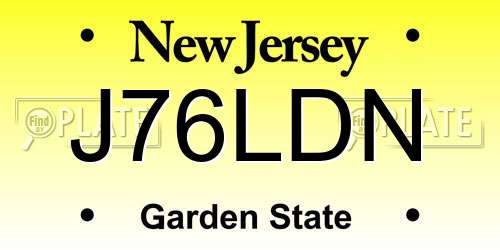 J76LDN New Jersey License Plate