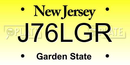 J76LGR New Jersey License Plate