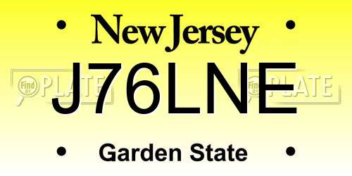 J76LNE New Jersey License Plate