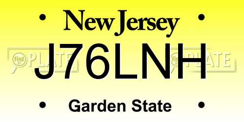 J76LNH New Jersey License Plate