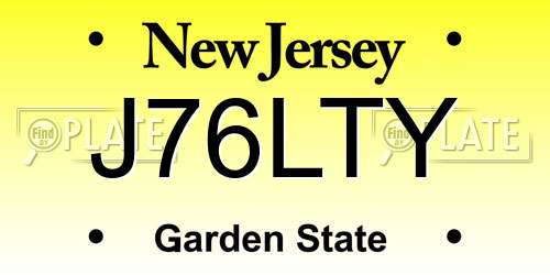 J76LTY New Jersey License Plate